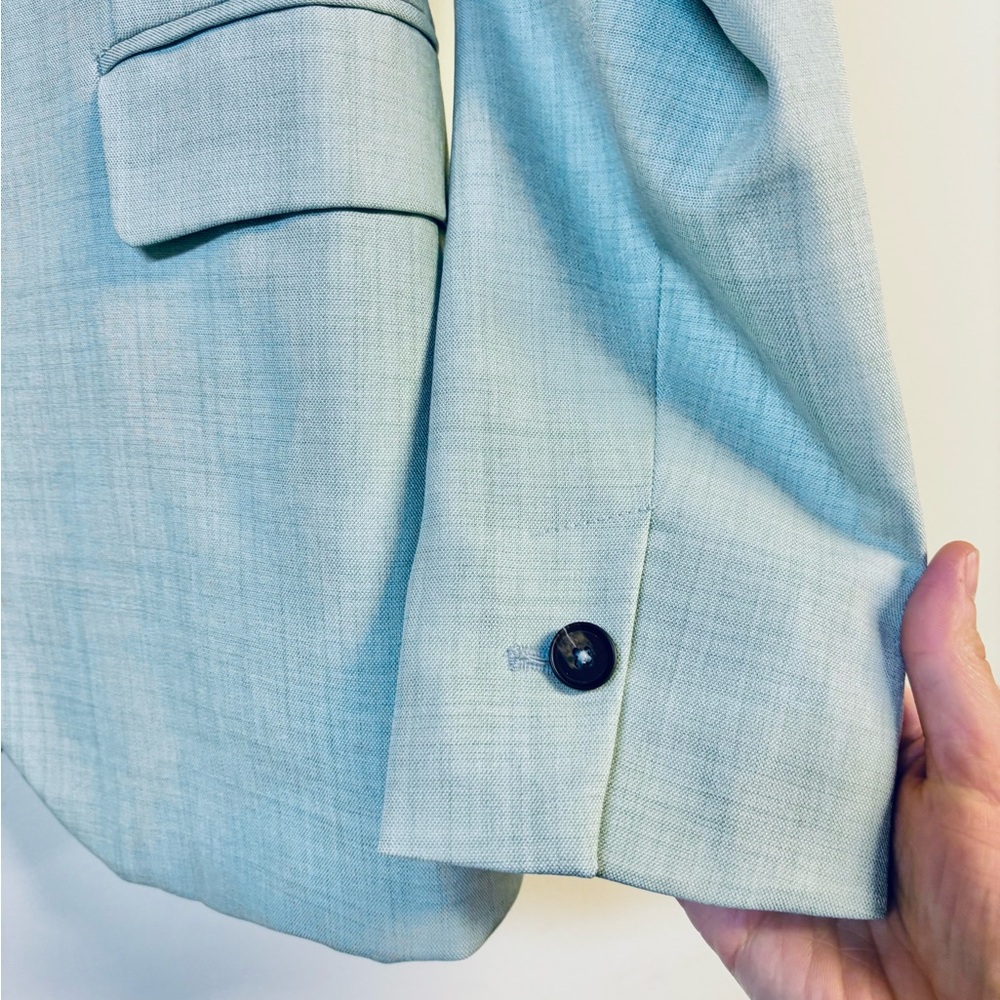 Zara Light Green Mint Basic Blazer Collarless Size 4 - Picture 6 of 7
